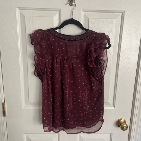 LOFT SHIMMER FLORAL VELVET TIE NECK SHELL - Picture 4 of 4